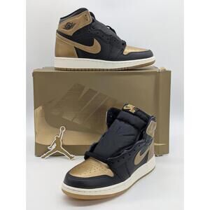 Nike Air Jordan 1 High OG GS Black Gold FD1437-071 Shoe Kids Size 5Y / Women 6.5